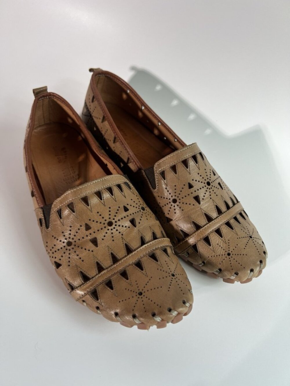 Spring Step Fusaro Flats Loafers Slip On Leather Shoes Brown Made Turkey Sz 40